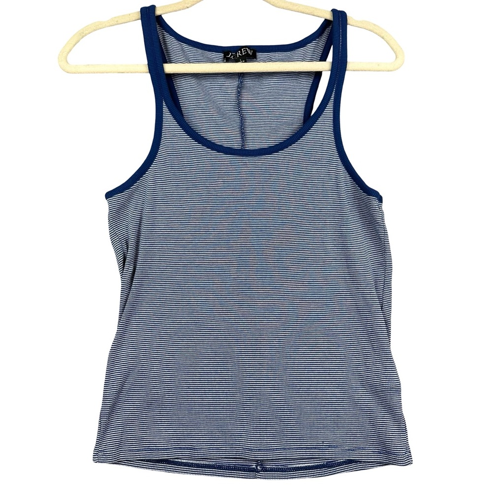 J.Crew Blue White Striped Scoop Neck Stretch Casual Soft Everyday Tank Top L